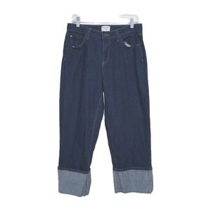 Kate Spade X Target Wide Cuff Jeans 8 Medium Women Blue Denim Designer High Rise